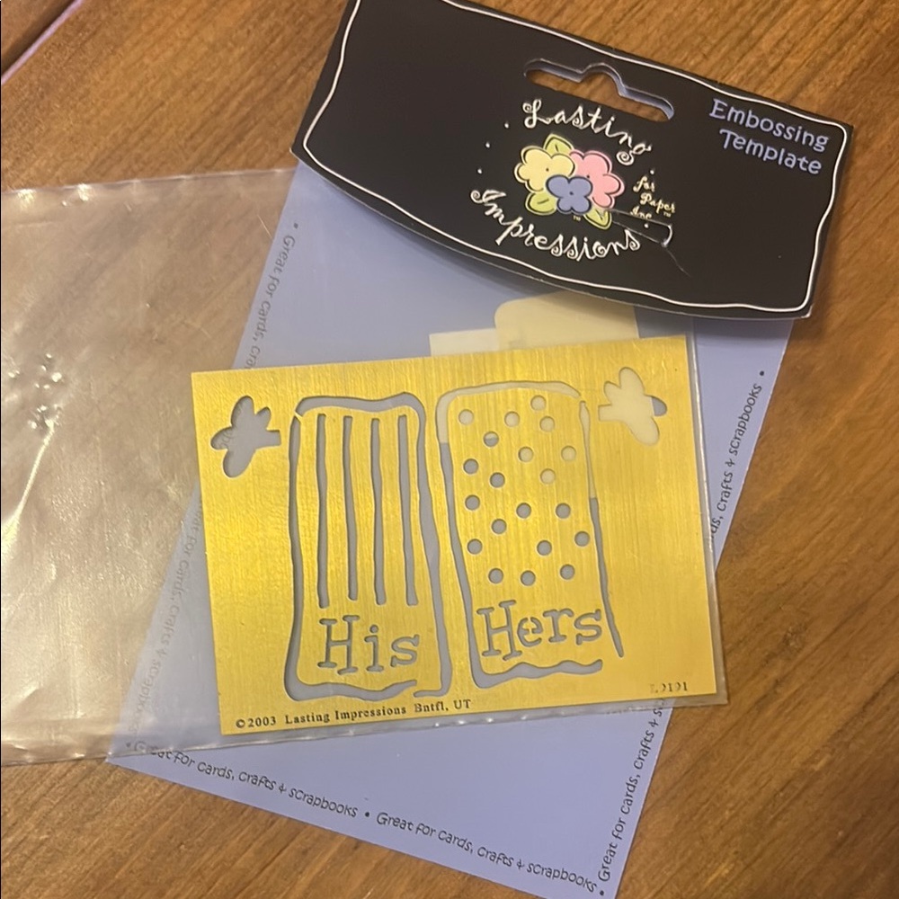 His & Hers Towels Gold Embossing Template NWT